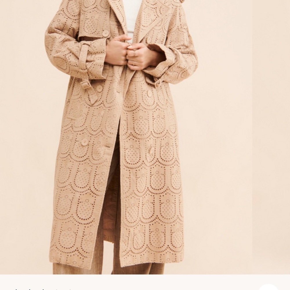 Farm Rio Pineapple Cotton Eyelet Trench Coat